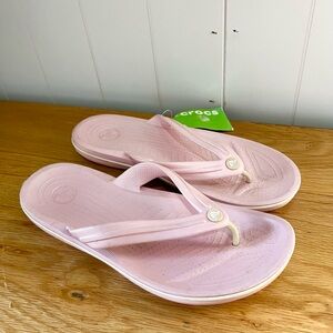 Crocs NWT  Flip Flops men size 13 Pearl Pink/ White